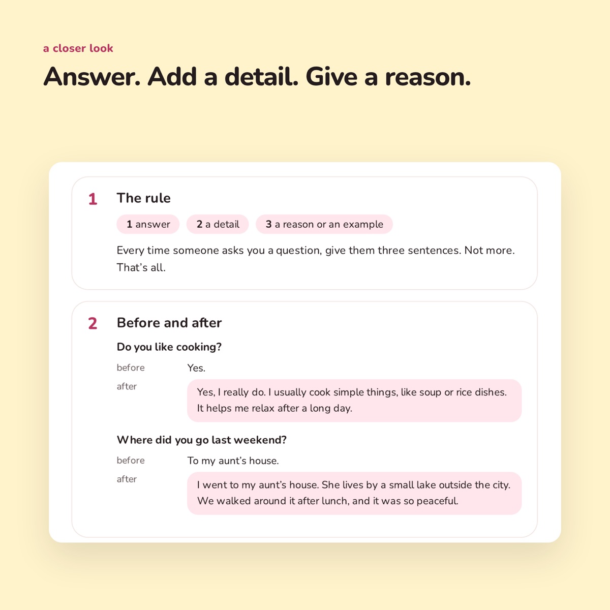 A page from The three-sentence rule