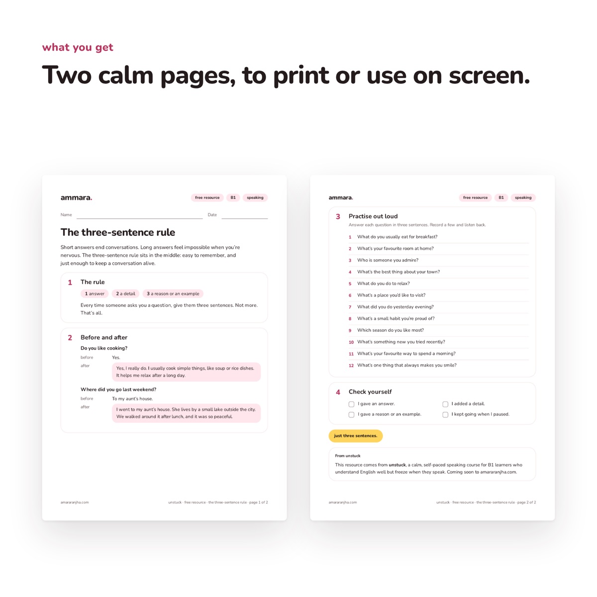 Another page from The three-sentence rule