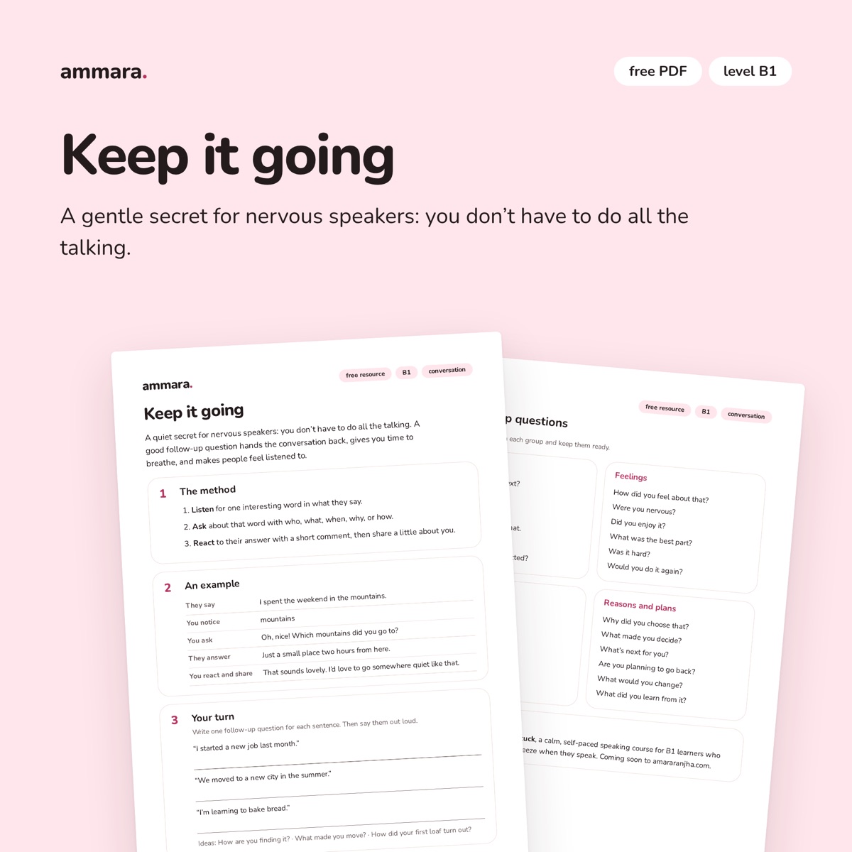 Keep it going: free B1 speaking PDF by ammara