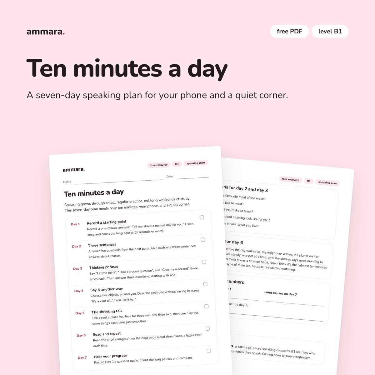 Ten minutes a day: free B1 speaking PDF by ammara